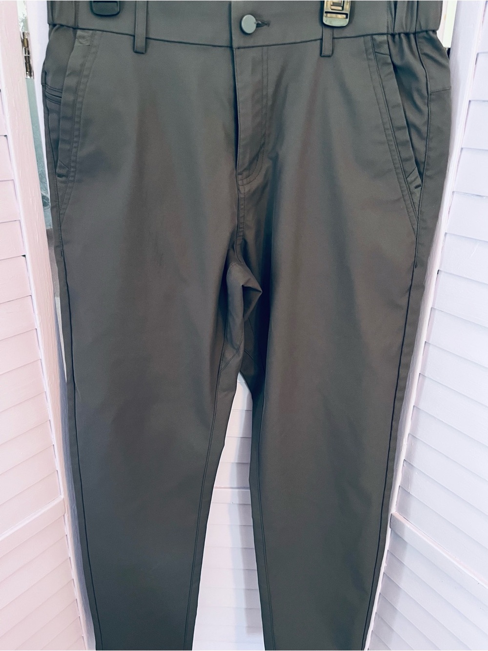 Jack Archer charcoal gray Casual Pants. Button waist and belt loops.